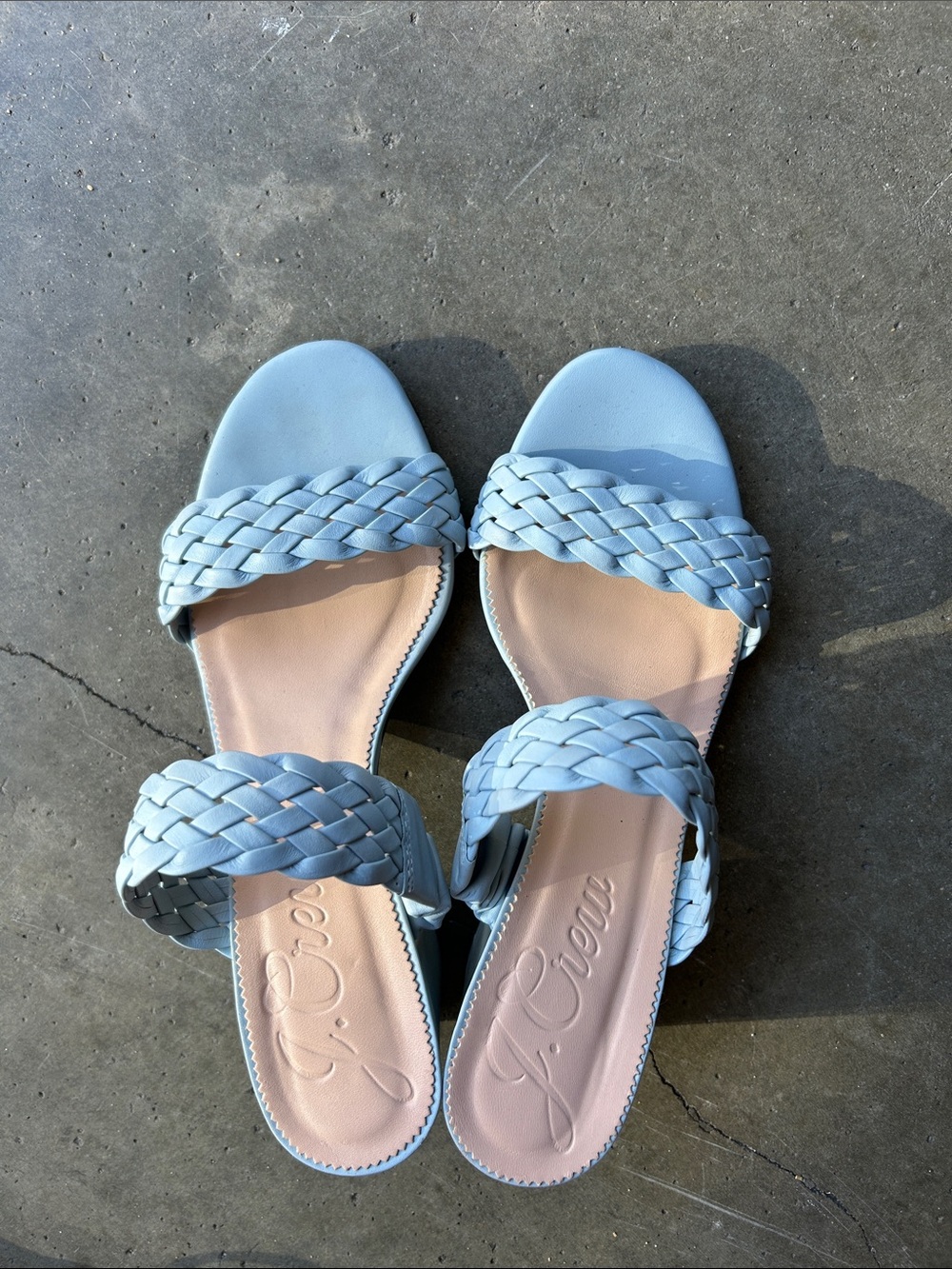 J. Crew Woven Double-Strap Slide Sandals in Light Blue